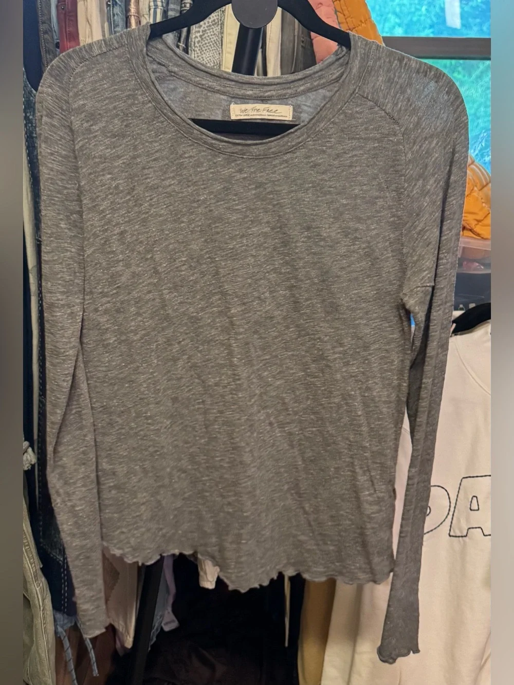 NWOT Free People We The Free Be My Baby Long-Sleeve Tee - Heather grey - XL